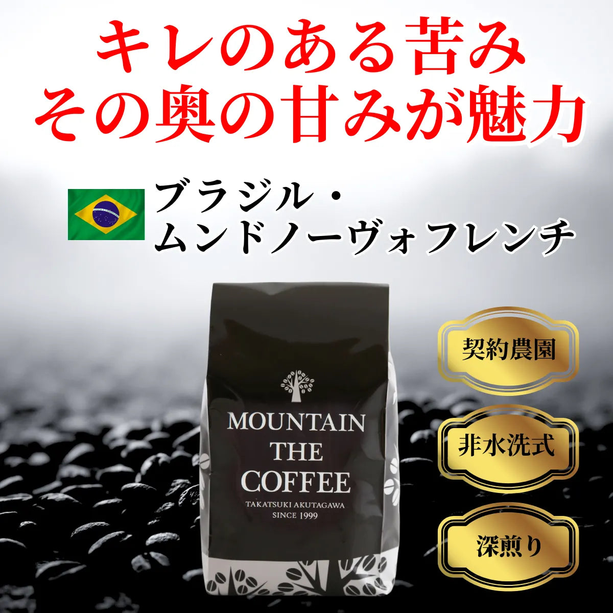 ブラジル　ムンドノーヴォフレンチ　コーヒー豆　自家焙煎コーヒーマウンテン　大阪高槻市
