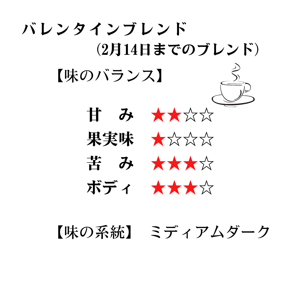 【2月14日までのCOFFEE】バレンタインブレンド Valentine Blend